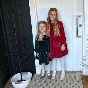 DOEN kids green velvet dress.